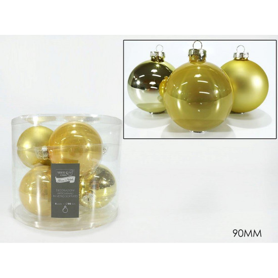 Χριστουγεννιάτικες  μπάλες  σετ 6 τμχ  χρυσό  90mm