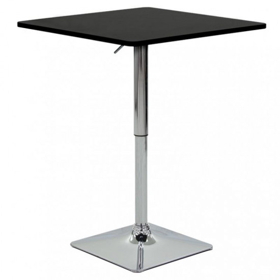 Τραπέζι μπαρ MDF μαύρο-πόδι χρωμίου 70x70x70-91.5εκ
