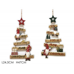 Χριστουγεννιάτικα διακοσμητικά δεντράκια κρεμαστά 24.5χ47εκ σε δυο χρώματα