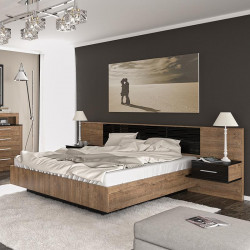 Κρεβάτι διπλό για στρώμα 160x200εκ Romilly μαύρο gloss-καρυδί