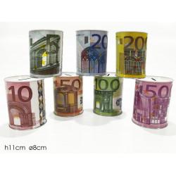 Κουμπαράς μεταλλικός ευρώ σε 6 νομίσματα Φ8χ11εκ